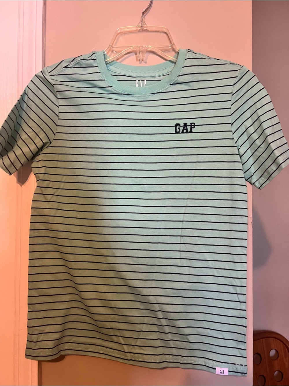 GAP kids  Mint Green Striped Crew Neck T-Shirt